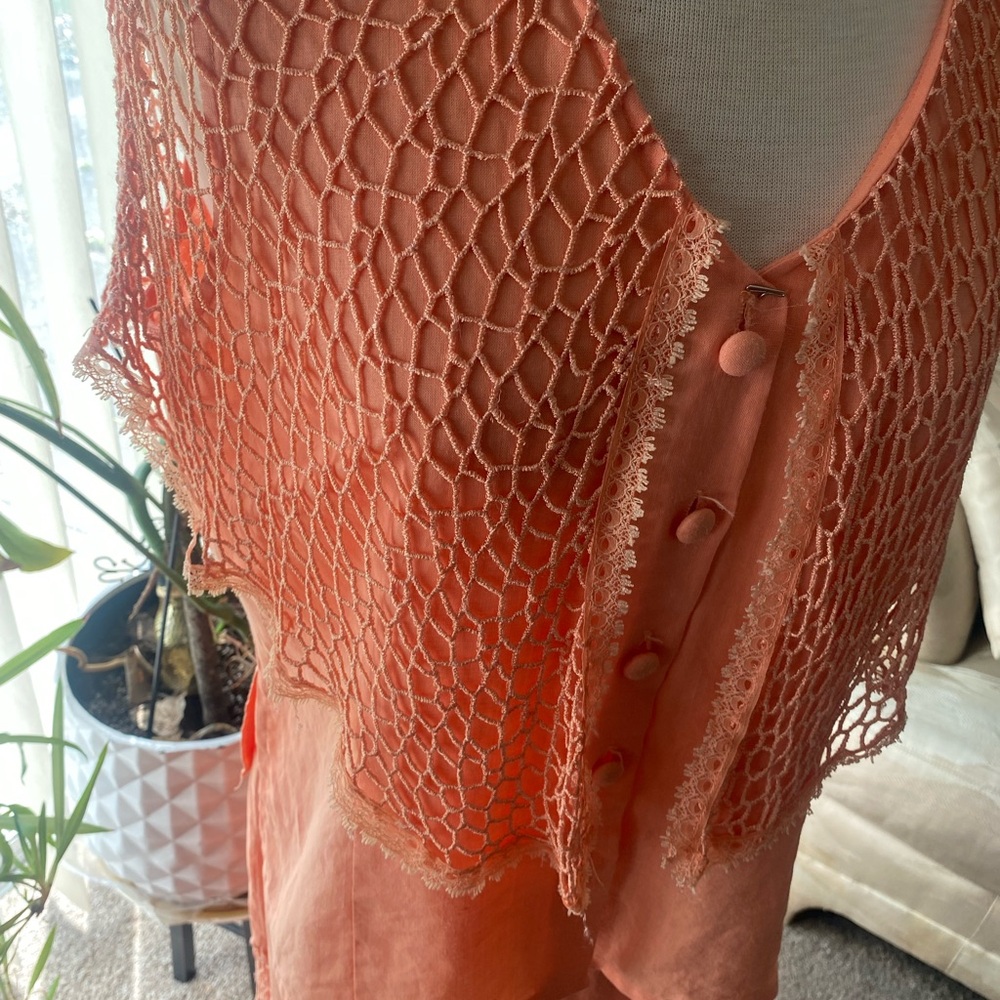 Women's Coral Crochet-Trim Shell 2 piece skirt and top